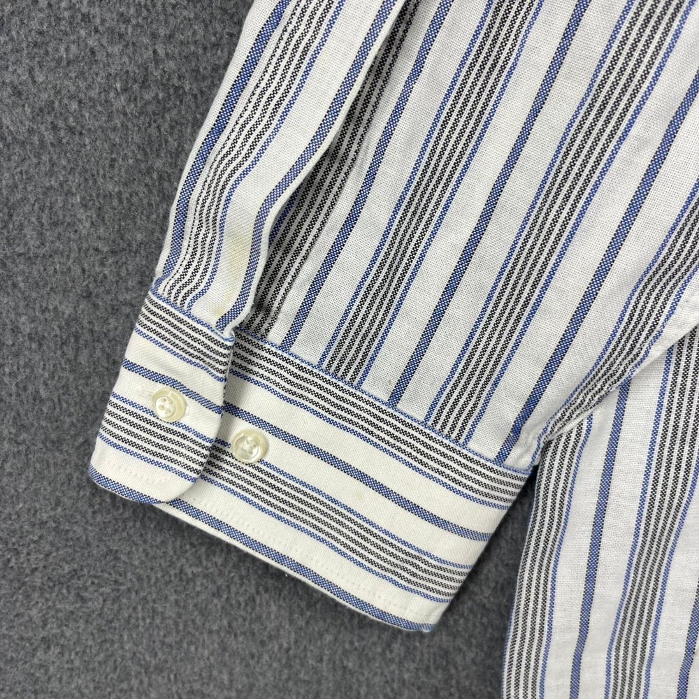 The Arrow Company Button Down Mens 17.5 32/33 White Blue Striped Oxford Shirt - Picture 8 of 15